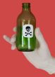 Green bottle with skull and crossbones