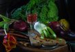 Healthy food on a wooden board