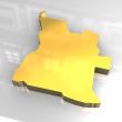 3d golden map of angola