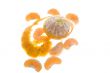Open mandarin on white