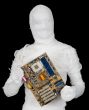 Bandaged man with motherboard