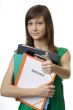 Female student with application