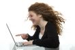 red haired teenager with laptop
