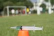 Syringe at football field