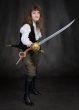 The girl - pirate with a sabre in hands