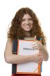 Female student with briefcase contract of employment
