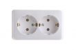 Electric socket on white background