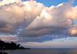 Thick clouds over the sea in the evening