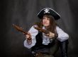 Girl - pirate with two pistol in hands