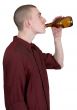 Young man with brown bottle