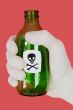 Green bottle with skull and crossbones