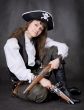 Girl - pirate with two pistol in hands