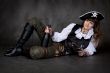 Girl - pirate with pistol and bottle