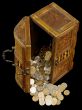 Ancient chest with coins