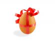 Egg with pink ribbon on white with clipping path.