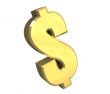 isolated dollar symbol in gold - 3D made