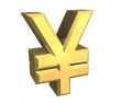 isolated yen symbol in gold - 3D made