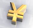isolated yen symbol in gold - 3D made