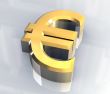 isolated euro symbol in gold - 3D made