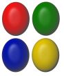 red, green, blue and yellow easter eggs concept isolated over white background
