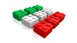 Italian flag made with blocks - 3d made