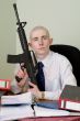 Accountant armed with a rifle