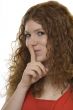 Woman with gestures quiet