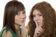 two teenager with gestures quiet