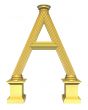 3d rendered illustration of a gold column A shaped