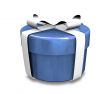 white gift with blue wrap - 3d made