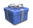 white gift with blue wrap - 3d made