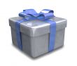 white gift with blue wrap - 3d made