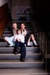 Kids sitting on the stairs