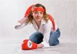 Girl with boxing gloves.