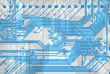 Blue abstract circuit board background in hi-tech syle