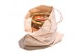 Untied canvas sack, isolated.