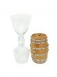 Drinking glass and oak barrel