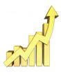 Statistics graphic in gold - 3d made