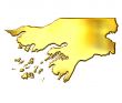 Guinea-Bissau 3d Golden Map