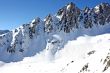 Mountain scenery with ski tracks