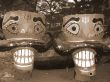 Colorful Ravana head effigies sepia