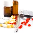 thermometer and different pills