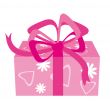 Gift-box with flowers and hearts