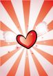 Heart with wings on striped background