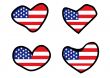 set of hearts with american flag