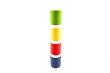 four multicolored spools on a white background