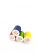 four multicolored spools