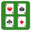 Four aces on green background