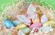 Colorful wrapped chocolate Easter eggs