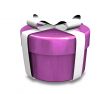 white gift with purple wrap - 3d made